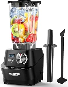 NUWAVE Infinity Moxie 64oz Blender – NSF Certified Professional Grade, Self-Cleaning - 6 presets & 10 Speed Settings for Shakes, Smoothies, Nut Butters, Crushed Ice & More – Comes w/ Plunger & Scraper