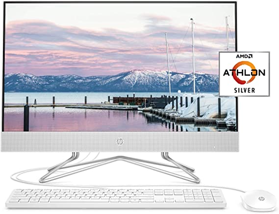 HP 24-inch All-in-One Desktop Computer, AMD Athlon Silver 3050U Processor, 8 GB RAM, 256 GB SSD, Windows 10 Home (24-dd0010, White)