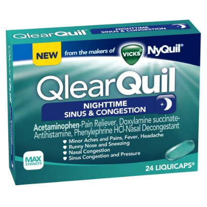 Vicks QlearQuil Nighttime Cold and Allergy Sinus and Nasal Decongestant Liquicaps, 24 Count