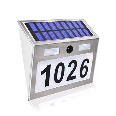 comboss Solar House Number Plaque Light with 200LM Motion Sensor LED Light Address Number for Home Garden, Customized Letter & Number