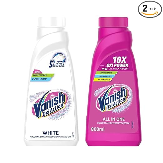 Vanish 800 ml   800 ml, Crystal White Add-on Liquid |All in One Detergent Booster | Stain Remover for Clothes |Whites like new | Suitable with all Washing Detergent Powders and Liquids