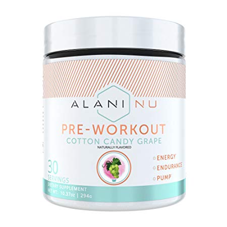 Alani Nu Pre Workout Powder w/Caffeine, L-Theanine & Beta Alanine, Cotton Candy Grape, 30 Servings …