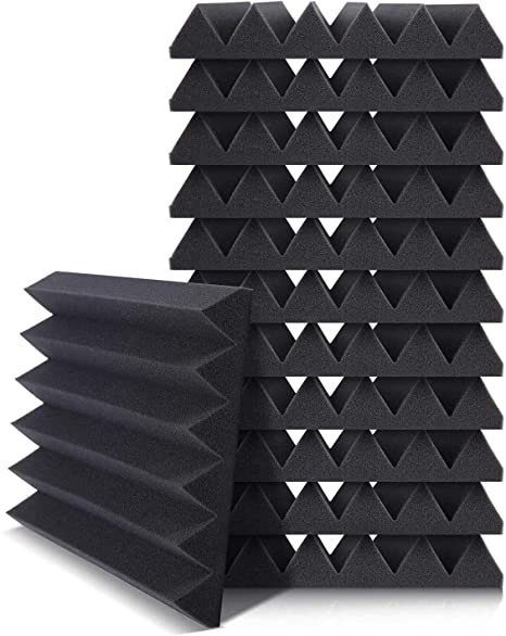 Ohuhu Soundproofing Panels, 12-Pack Acoustic Foam Panels Wedges, Studio Sound Insulation Foam, Noise Cancelling Foam, Acoustic Wall Foam Padding Studio Foam Tiles for Recording Studio, Kid's Room, Office, 2" X 16" X 12"