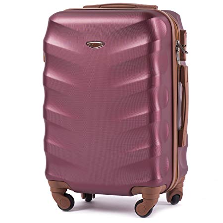 Wings Albatross Suitcase Carry On Cabin Luggage ABS Lightweight Travel Hard Case Hand Bag 4 Spinner Wheels Trolley Telescopic Handle & Combination Lock 2yr Warranty (Wine Red, XS 50x35x20)