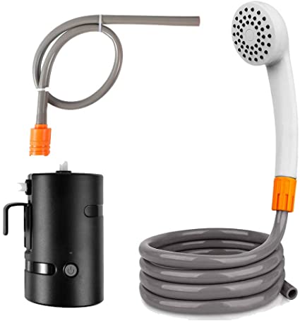 JAYETEC Portable Outdoor Shower Set,Camping Shower USB Rechargeable 4400mAh Battery Powered Shower Pump for Family Camp/Hiking/Backpacking, Travel, Beach, Pet, Flowering, Outdoor Water System IPX7 Wat
