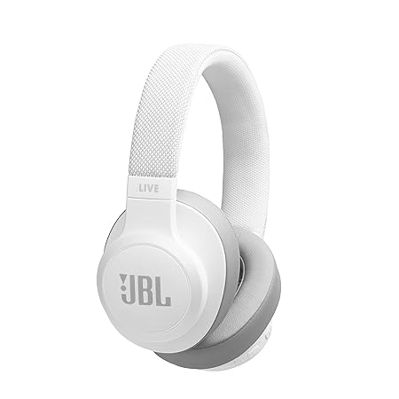 JBL Live 500BT, Wireless Over Ear Headphones with Mic, JBL Signature Sound, Vibrant Colors with Fabric Headband, Dual Pairing, AUX, Ambient Aware & Talk Thru, Built-in Alexa & Google Assistant (White)