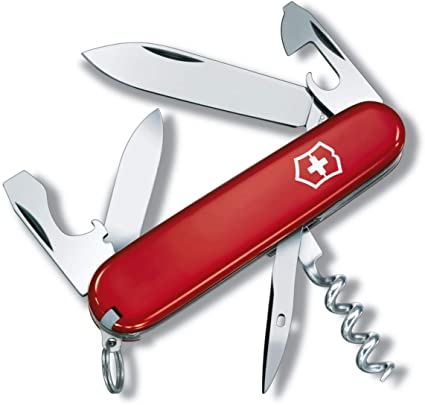 Victorinox Spartan Swiss Army Pocket Knife, Medium, Multi Tool, 12 Functions, Blade, Bottle Opener, Red