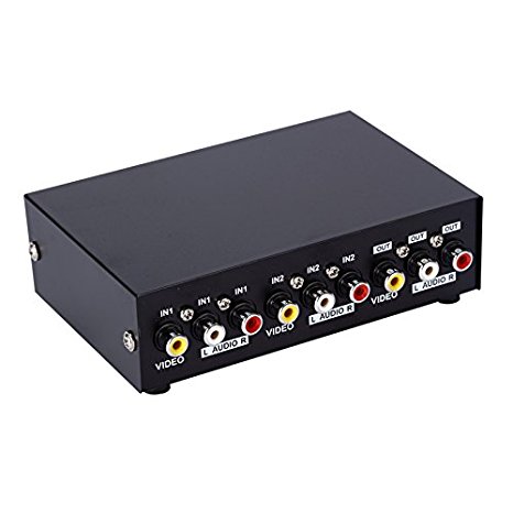 E-SDS 2-Way AV Switch RCA Switcher 2 In 1 Out Composite Video L/R Audio Selector Box for DVD STB Game Consoles