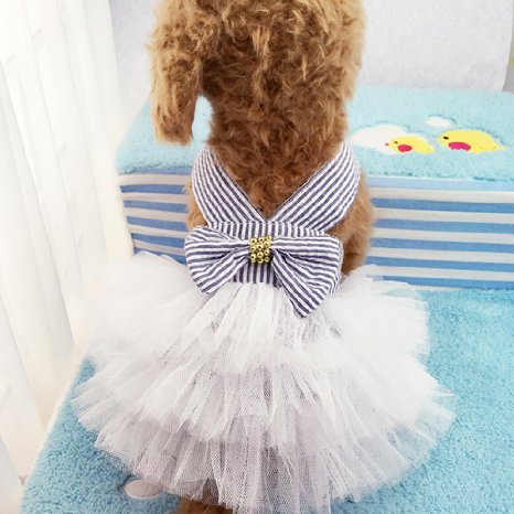 Celestte Tutu Dog Dresses, Adorable Pet Dog Clothes, Striped Mesh Puppy Dog Princess Dresses