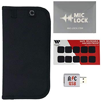 Cybersecurity Kit: Military-Grade Signal Blocking Faraday Bag, 10 Webcam Covers, 2 Mic-Locks (3.5mm), 1 USB Power Only for Data Security, Privacy Protection, Anti-Spying Counter Surveillance
