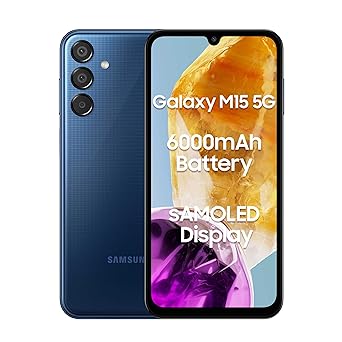 Samsung Galaxy M15 5G (Blue Topaz,4GB RAM,128GB Storage)| 50MP Triple Cam| 6000mAh Battery| MediaTek Dimensity 6100  | Super AMOLED Display| Add to Cart and Get Travel Adapter at No Cost