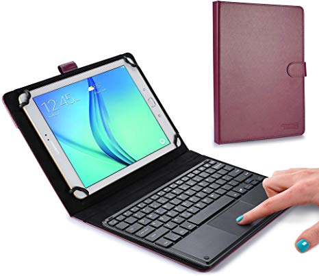 Cooper Touchpad Executive [Multi-Touch Mouse Keyboard] case for 9-11" Tablets | iPadOS, Android, Windows | Bluetooth, Leather, 100hr Battery (Purple)