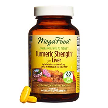 MegaFood - Turmeric Strength for Liver Curcumin Support for a Healthy Inflammation Response and Liver Health with Milk Thistle Schisandra Berry Vegetarian Gluten-Free Non-GMO 60 Tablets FFP