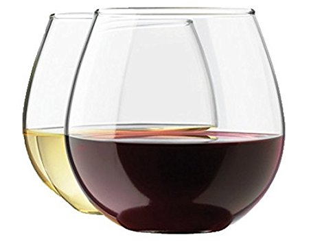 Royal Stemless Wine Glass Set, 8-Pack, 15 Ounce Wine Tumbler Set, High-Quality Glass