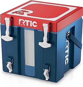 RTIC Halftime Water Cooler 3 Gallon Portable Carrier Container, Drink Beverage Dispenser, Stackable with 2 Taps, Bottleless, BPA-Free, for Sports, Camping, BBQ, Parties, Picnic, and More, Patriot