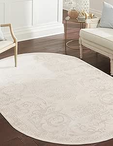 Unique Loom Finsbury Collection Area Rug - Diana (5' 3" x 8' Oval, Ivory/ Beige)