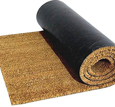 The Rug House Natural Coir Matting Roll Cut to Size Doormat Heavy Duty Dirt Trapper 100cm Width Entrance Exit Welcom Door Mat Custom Length - Sold Priced per Foot 3'3" x 4'