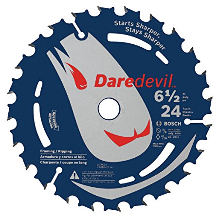 Bosch DCB624 Daredevil 6-1/2-Inch 24-Tooth Framing Ripping Corded/Cordless Circular Saw Blade