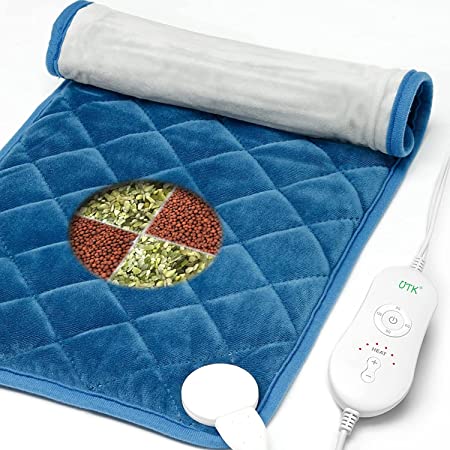 UTK Ultra-comfort Infrared Weighted Heating Pad, 2.2lbs Jade Stone Filled Electric Heat Pads for Pain Relief - 12" x 24" Ultra-soft Velvet, 6 Heat Settings & Auto Shut Off for Back, Neck and Shoulders