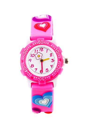 Jewtme Cute Toddler Children Kids Watches Ages 3-8 Analog Time Teacher 3D Silicone Band Cartoon Watch for Little Girls Boys
