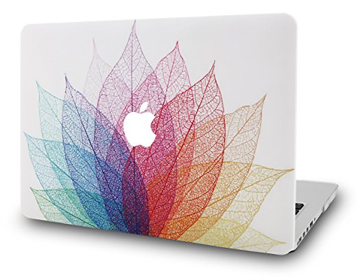 KEC MacBook Air 13 Inch Case Plastic Hard Shell Cover A1369 / A1466 (Leaf - Colorful 2)