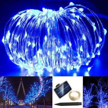 Solar Outdoor String LightsSolarmksreg Novelty Starry lights Waterproof 150Led Flexible Rope Copper Wire Christmas Decoration Lights for Outdoor Indoor Party Lawn Patio Xmas Tree Wedding PartyBlue