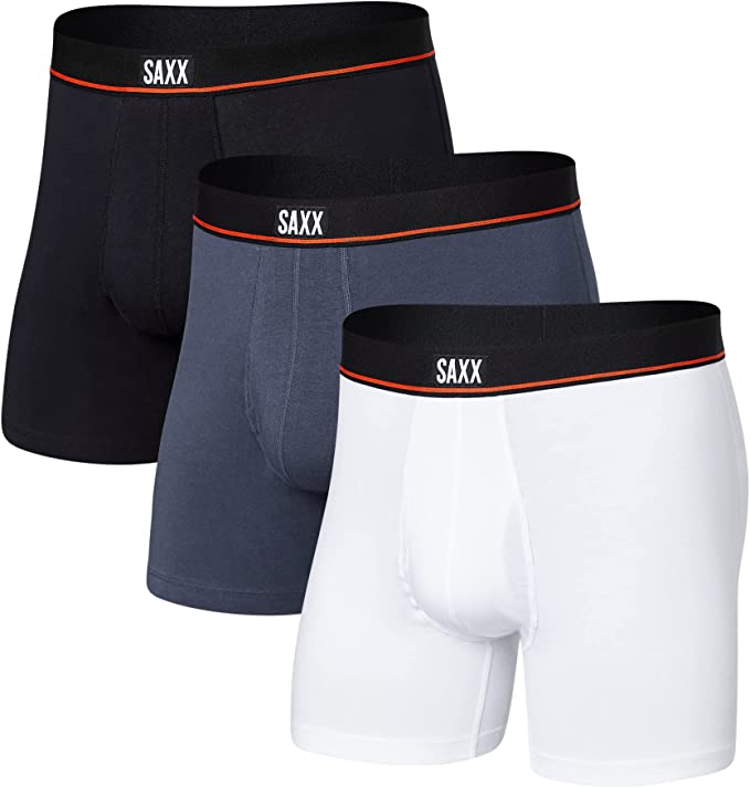 SAXX Men’s Underwear - Non-Stop Stretch Cotton Boxer Brief – Pack of 3 with Built-In Pouch Support and Fly-Underwear for Men