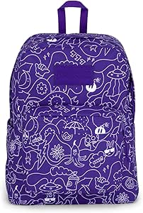 JanSport SuperBreak Plus Backpack with Padded 15-inch Laptop Sleeve and Integrated Bottle Pocket - Spacious and Durable Daypack for Work and Travel - Dub Doodle Purple