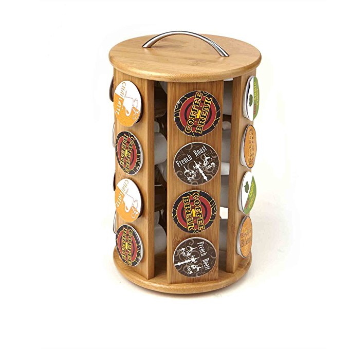 Mind Reader Bamboo Coffee Pod Carousel 24 Capacity, Brown