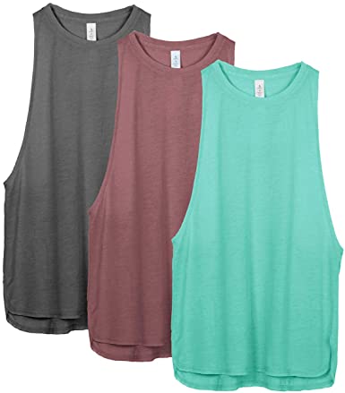 icyzone Workout Tank Tops for Women - Running Muscle Tank Sport Exercise Gym Yoga Tops Athletic Shirts(Pack of 3)