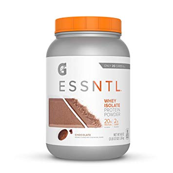 Gatorade G ESSNTL Whey Isolate Protein Powder, Chocolate, 3 Pound Canister (55 servings per canister, 20 grams of protein per serving)