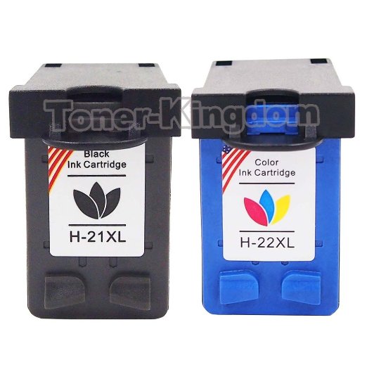 Toner Kingdom Remanufactured Compatible with HP 21XL and 22XL Ink Cartridges Combo Pack Include 1 Pack C9351AN Black and 1 Pack C9352AN Color High Yield Total 2-Pack
