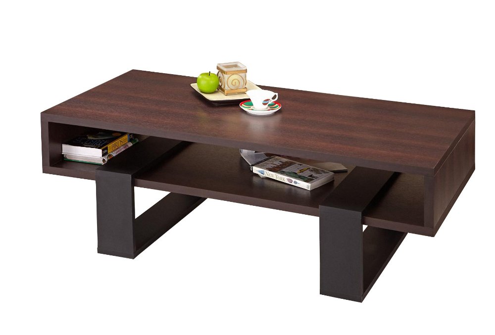 Furniture of America Monroe Rectangular Coffee Table Walnut and Black