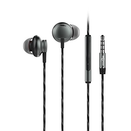 Mugmee (TM) Stereo Bass Wired Headphones with Mic and Remote for Apple, Android and Windows Devices (Grey)