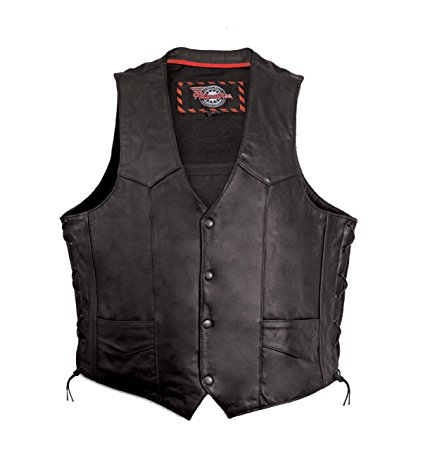 Milwaukee Motorcycle Clothing Company Mens Side Lace Vest with Gun Pocket (Black, XX-Large)