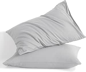 NTBAY Standard Cotton Pillowcases - Envelope Closure 20x26 Pillowcases Set of 2, Breathable and Soft Bed Pillow Cases, Light Grey