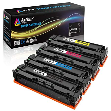 Arthur Imaging Compatible replacement for Canon 046H CRG 046 High Yield Black Cyan Magenta Yellow Toner Cartridge for use with Canon imageCLASS MF733Cdw MF731Cdw MF735Cdw LBP654Cdw MF733 MF731, 4-Pack