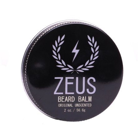 Zeus Conditioning Beard Balm for Men - Fragrance-Free Unscented - 2 Oz - Natural Softening Conditioner for Facial Hair