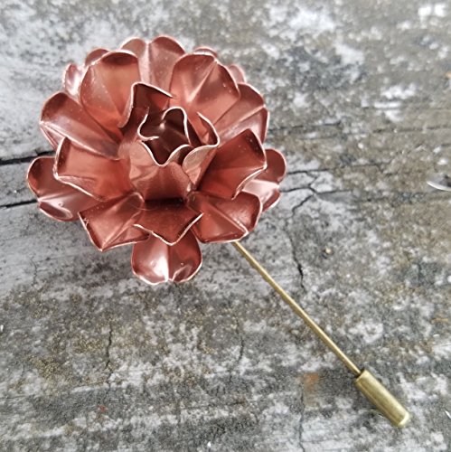 Copper Tone Painted Metal Flower Lapel Pin
