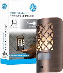 GE LED Night Light, Motion Sensing, Dimmable, Moroccan Design, Plug-in, UL-Certified, Ideal Nightlight for Bedroom, Bathroom, Kitchen, Hallway, and More, 67552