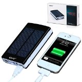 GRDE 10000mAh Solar Charger Portable Dual USB Shockproof Solar Power Bank  Backup Battery Charger for Smartphones GPS Tablets and Camera - Black