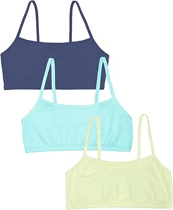 Fruit of the Loom Women's Spaghetti Strap Cotton Pull Over 3 Pack Sports Bra