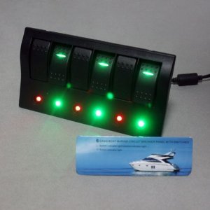 Kohree 6 Black Gang Waterproof LED Switch Panel   Breaker