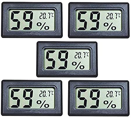 EEEKit 5-Pack Mini LCD Digital Electronic Temperature Humidity Meter Indoor Thermometer Hygrometer (Black)