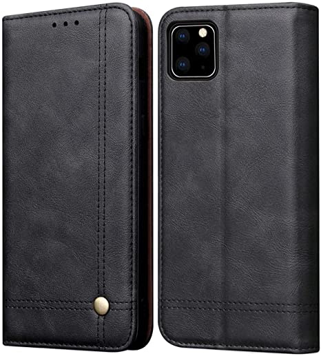iPhone 11 Case, SINIANL Leather Wallet Case Magnetic Closure with Kikstand & Card Slot Flip Cover for Apple iPhone 11 6.1 inch 2019 - Black