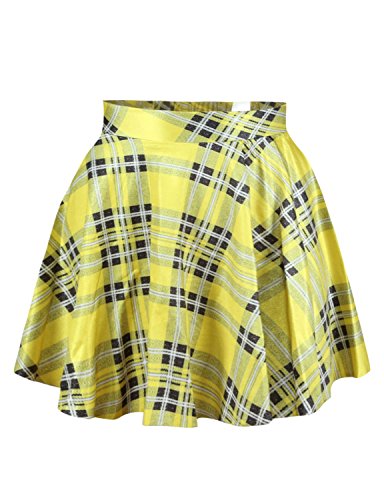 LaSuiveur Womens Digital Print Stretchy Flared Pleated Casual Mini Skirt