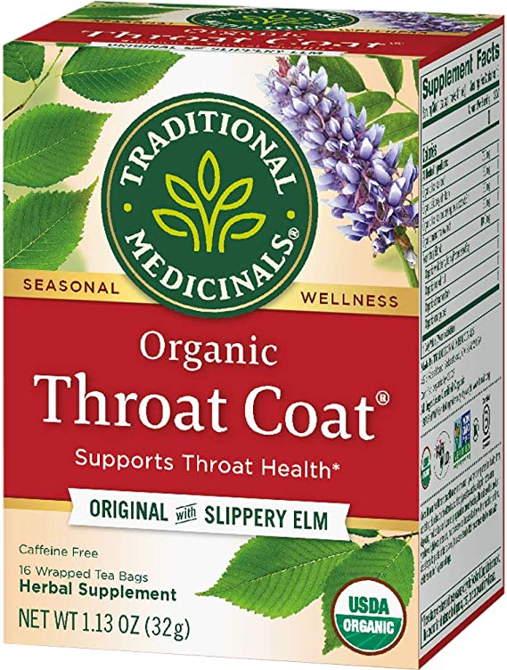 Pack of 1 x Traditional Medicinals Organic Throat Coat Herbal Tea - Caffeine Free - 16 Bags