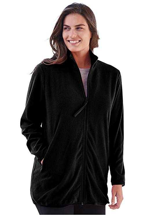 Woman Within Plus Size Zip-Front Microfleece Jacket