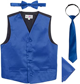 OLIVIA KOO 4 Piece Baby and Big Boys' Formal Suit Vest Set with Bowtie and Tie (Size 3T to 16)