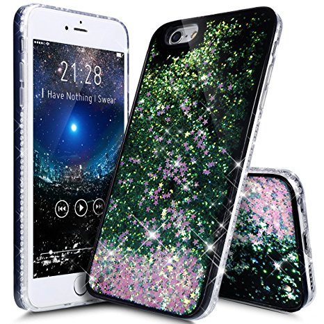 iPhone 6S Plus Case,iPhone 6 Plus Case,ikasus Fashion Creative Design Flowing Liquid Floating Quicksand Bling Glitter Sparkle [TPU PC] Rhinestone Diamond Bumper Case Cover for iPhone 6S/6 Plus 5.5",C